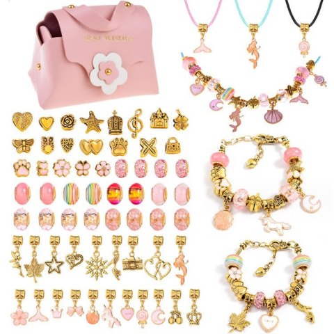 Zestaw do robienia bransoletek KORALIKI zawieszki CHARMS + torebka ZA4692