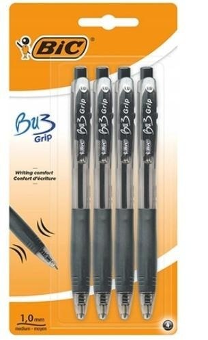 Długopis Bu3 grip 1,0mm czarny 4szt BIC