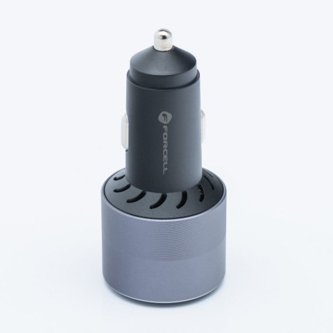 Ładowarka samochodowa Forcell F-Energy Alu 2 x USB C + USB A QC4.0 PD SFC2.0 3A 85W szara