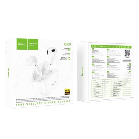 HOCO słuchawki bezprzewodowe / bluetooth stereo TWS Intelligent EW30 białe