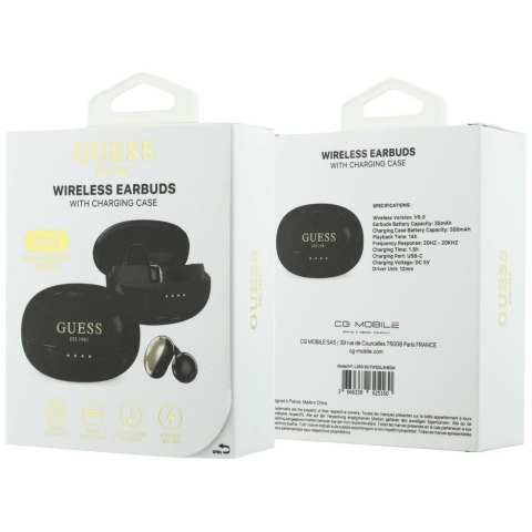 Sluchawki bezprzewodowe douszne OWS Guess Metalic Finish Electropated Parts Classic Logo czarne