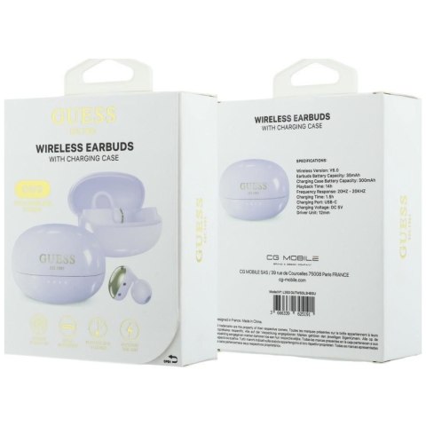 Sluchawki bezprzewodowe douszne OWS Guess Metalic Finish Electropated Parts Classic Logo fioletowe