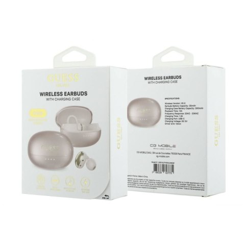 Sluchawki bezprzewodowe douszne OWS Guess Metalic Finish Electropated Parts Classic Logo różowe