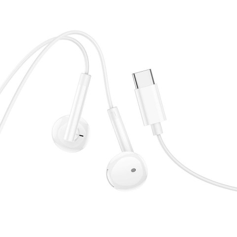 Słuchawki przewodowe douszne USB C Hoco M95 białe