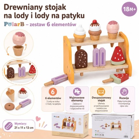 VIGA Drewniana Lodziarnia Sklepik Zestaw z Lodami 6 szt Lodów