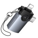 Adapter OTG 2w1 Lightning / USB C do USB A Hoco UA46D Victory szary
