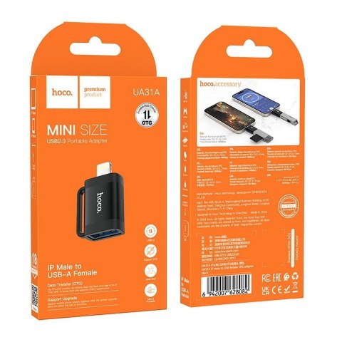 Adapter OTG Lightning do USB A Hoco UA31A czarny
