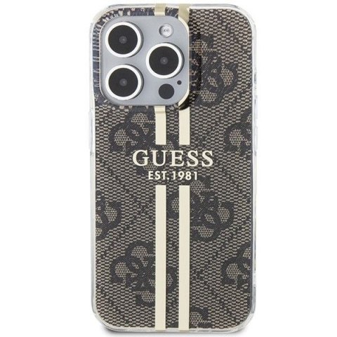 GUESS futerał do IPHONE 15 Pro GUHCP15MH4PSEGW (4G Gold Stripe) brązowy