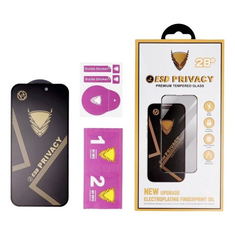Szkło Hartowane 6D do iPhone 16 OG Premium Privacy Glass czarne