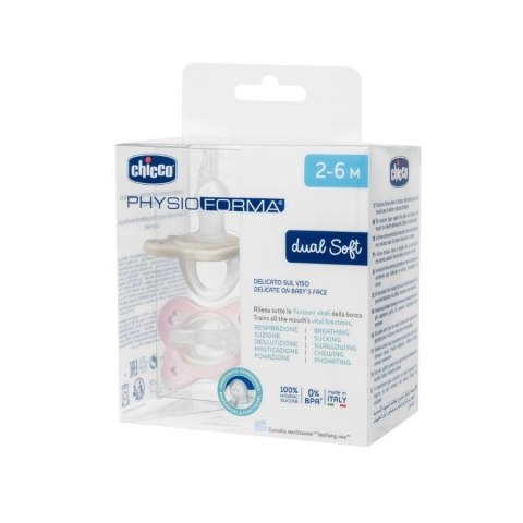 Smoczek PhysioForma Dual Soft różowy 2-6m 2szt