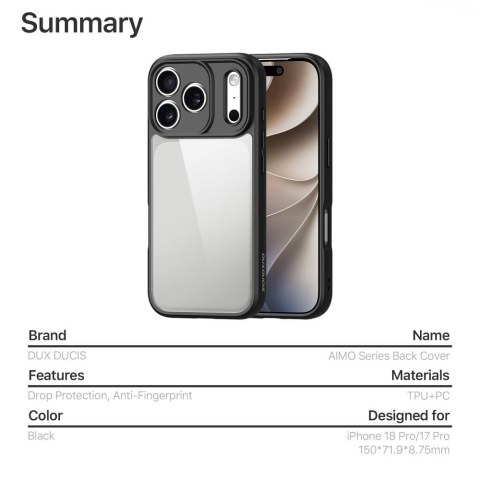 DUX DUCIS futerał AIMO do iPhone 17 Pro Max / 18 Pro Max czarny