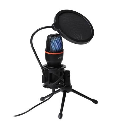 Mikrofon pojemnościowy Art z membraną stojący podświetlany tripod AC-02 czarny