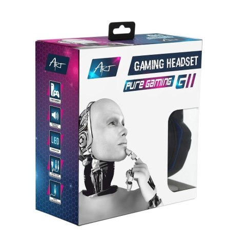 Słuchawki przewodowe nauszne Jack 3,5 mm / USB A Art gamingowe z mikrofonem G11 czarne