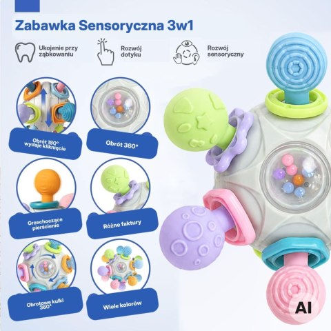 WOOPIE BABY Zabawka Sensoryczna Gryzak Piłka 3w1 Piłka 6m+