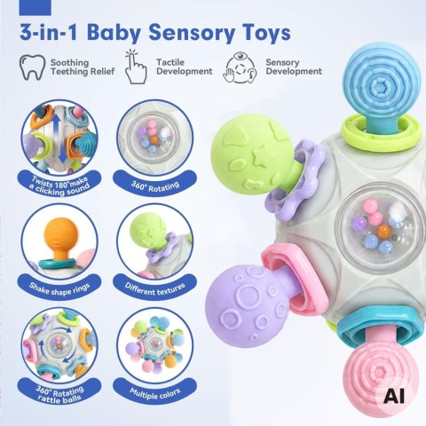 WOOPIE BABY Zabawka Sensoryczna Gryzak Piłka 3w1 Piłka 6m+