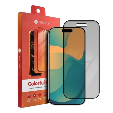 Szkło hybrydowe 5D do iPhone 15 PRO Bestsuit Flexible Colorfull Privacy 180 magenta
