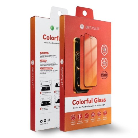 Szkło hybrydowe 5D do iPhone 15 PRO Bestsuit Flexible Colorfull Privacy 180 magenta