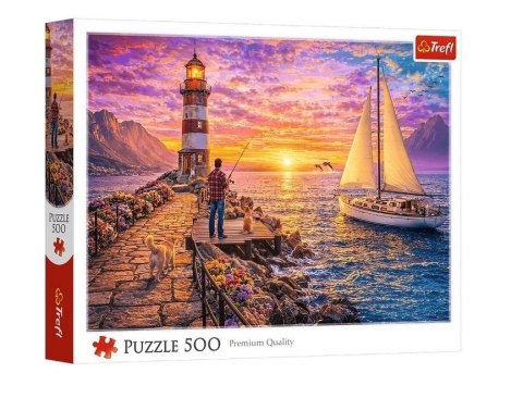 Puzzle 500 Latarnia o zachodzie słońca TREFL