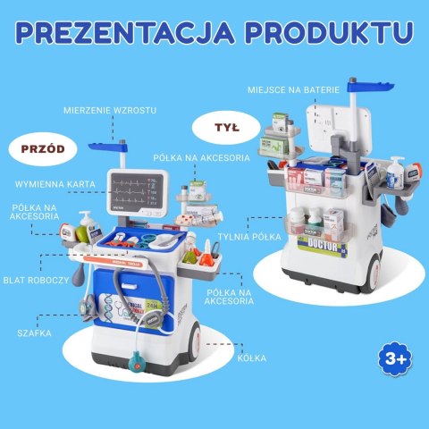 WOOPIE Interaktywny Wózek Małego Doktora Zestaw Lekarski Rentgen 115cm