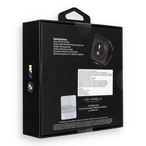 Ładowarka indukcyjna 3w1 BMW M Qi2 15W Print Logo czerwona