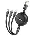 Kabel 3w1 USB A do Lightning / Micro USB / USB C Hoco 2A 1 m X75 czarny