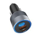 Ładowarka samochodowa Forcell F-Energy Alu 2 x USB C + USB A QC4.0 PD SFC2.0 4,5A 65W szara