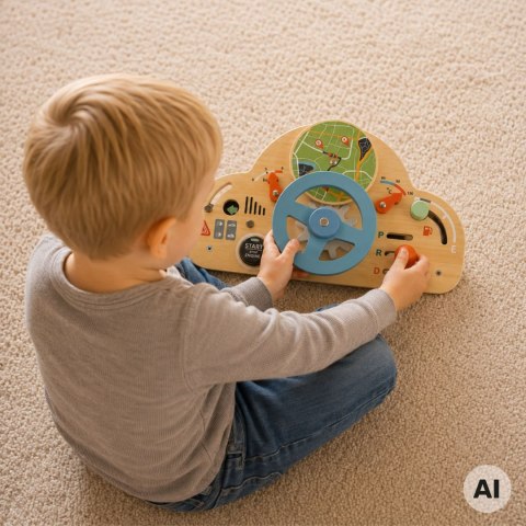 TOOKY TOY Drewniana Tablica Manipulacyjna Kierownica Edukacyjna Montessori 3+
