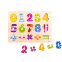 TOOKY TOY Drewniane Puzzle Nauka Liczenia Układanka Z Pinezkami Cyferki