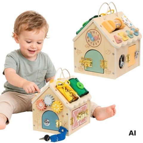 TOOKY TOY Drewniany Domek Manipulacyjny