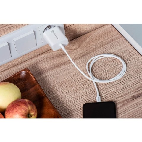 Ładowarka sieciowa do telefonu Forcell F-Energy USB C QC4.0 PD 3A 25W + kabel USB C do USB C TFK-TC-25WPD biała