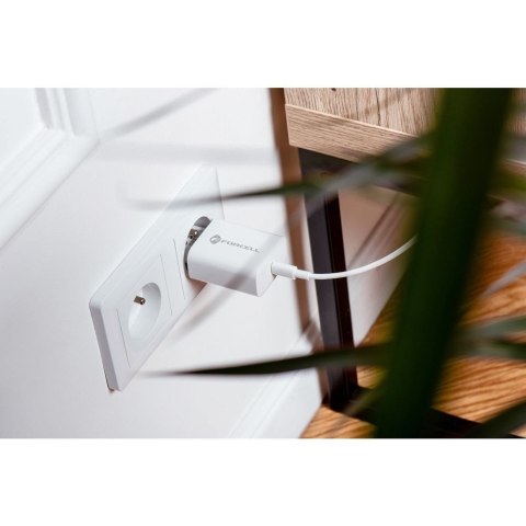 Ładowarka sieciowa do telefonu Forcell F-Energy USB C QC4.0 PD 3A 25W + kabel USB C do USB C TFK-TC-25WPD biała