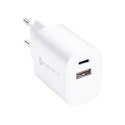 Ładowarka sieciowa do telefonu Forcell F-Energy USB C + USB A QC4.0 PD 3A 35W TFK-TC-35WPD biała