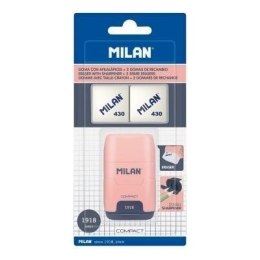 Temperówko-gumka Compact różowa + 2 gumki MILAN