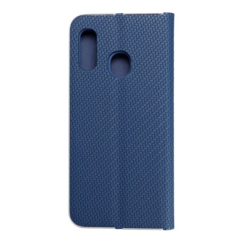 Etui z klapką na Samsung A20e Luna Book Carbon niebieskie