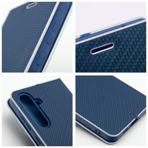 Etui z klapką na Samsung A20e Luna Book Carbon niebieskie