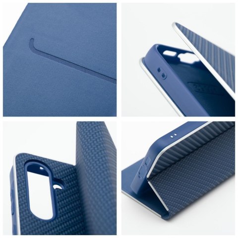Etui z klapką na Samsung A20e Luna Book Carbon niebieskie