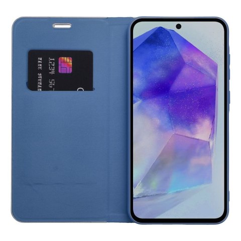 Etui z klapką na Samsung A20e Luna Book Carbon niebieskie