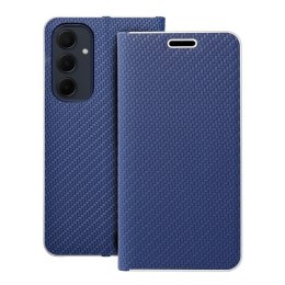 Etui z klapką na Samsung A35 5G Luna Book Carbon niebieskie