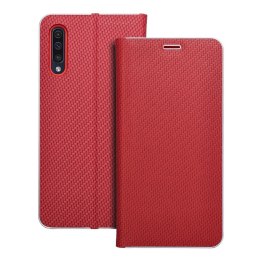 Etui z klapką na Samsung A50 Luna Book Carbon czerwone