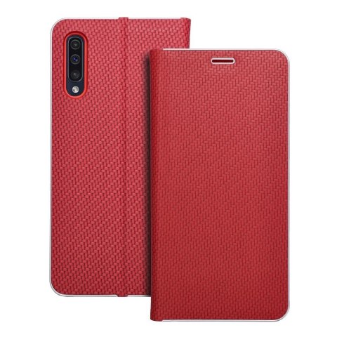 Etui z klapką na Samsung A50 Luna Book Carbon czerwone