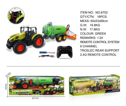 Traktor z Zielonym Beczkowozem R/C 1:24