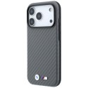 BMW futerał do IPHONE 18 Pro/17 Pro kompatybilny z MagSafe (Carbon Metal Logo) szary