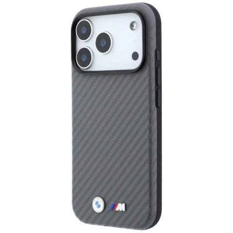 BMW futerał do IPHONE 18 Pro/17 Pro kompatybilny z MagSafe (Carbon Metal Logo) szary
