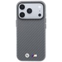 BMW futerał do IPHONE 18 Pro/17 Pro kompatybilny z MagSafe (Carbon Metal Logo) szary
