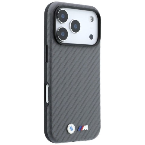 BMW futerał do IPHONE 18 Pro/17 Pro kompatybilny z MagSafe (Carbon Metal Logo) szary