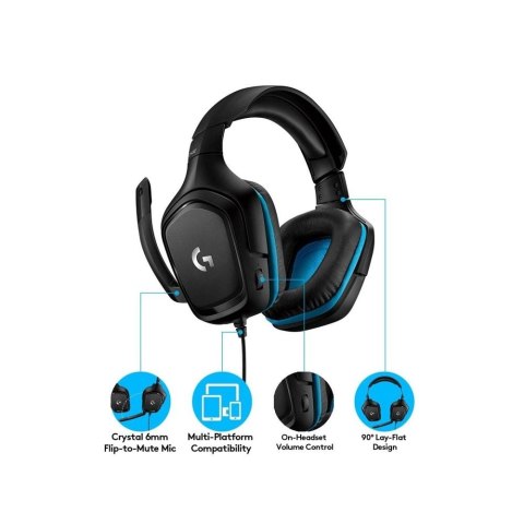 Słuchawki przewodowe nauszne Jack 3,5 mm z mikrofonem Logitech G432 czarne