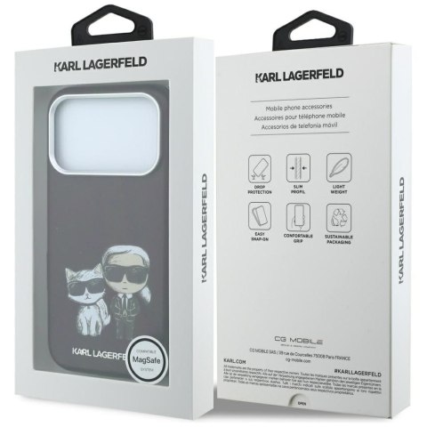 KARL LAGERFELD futerał do IPHONE 18 Pro /17 Pro kompatybilny z MagSafe (Bodies Sketch) burgundowy