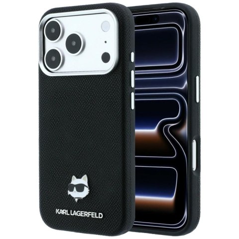 KARL LAGERFELD futerał do IPHONE 18 Pro/ 17 Pro kompatybilny z MagSafe (Grained Choupette Head Metal) czarny