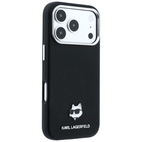 KARL LAGERFELD futerał do IPHONE 18 Pro/ 17 Pro kompatybilny z MagSafe (Grained Choupette Head Metal) czarny
