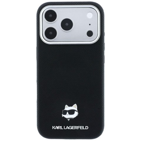 KARL LAGERFELD futerał do IPHONE 18 Pro/ 17 Pro kompatybilny z MagSafe (Grained Choupette Head Metal) czarny